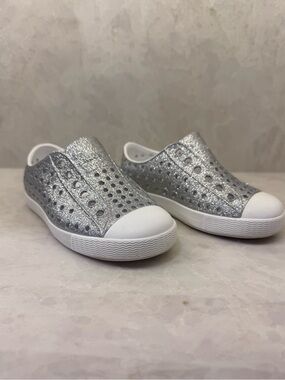 Native Silver Glitter Slip-On Sneakers for Kids